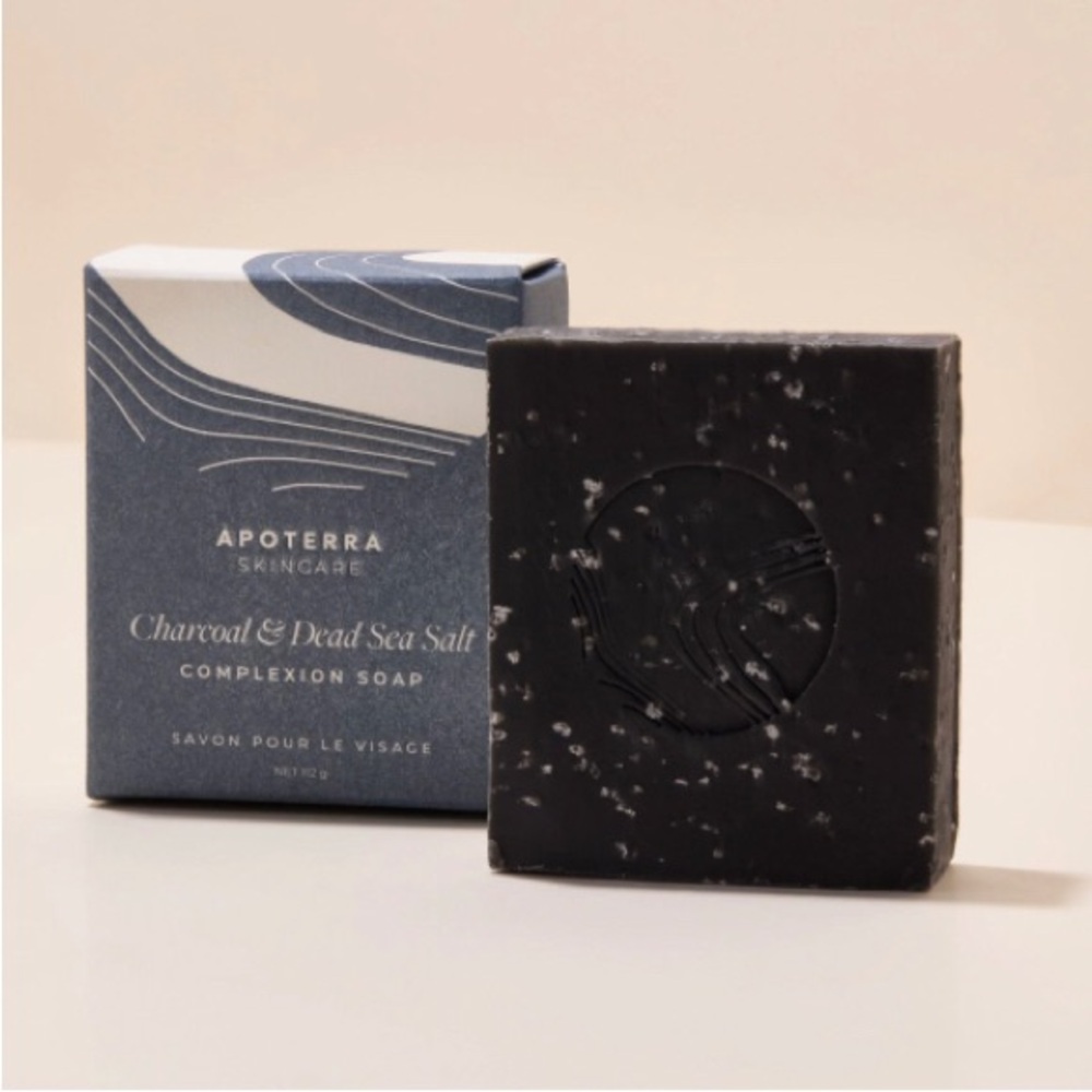 Apoterra Charcoal & Dead Sea Salt Complexion Soap — Black